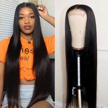 Ali Annabelle 26 28 30 32inch Brazilian Straight Lace Closure Wig Long Human Hair Wigs 4x4 Lace With Baby Hair